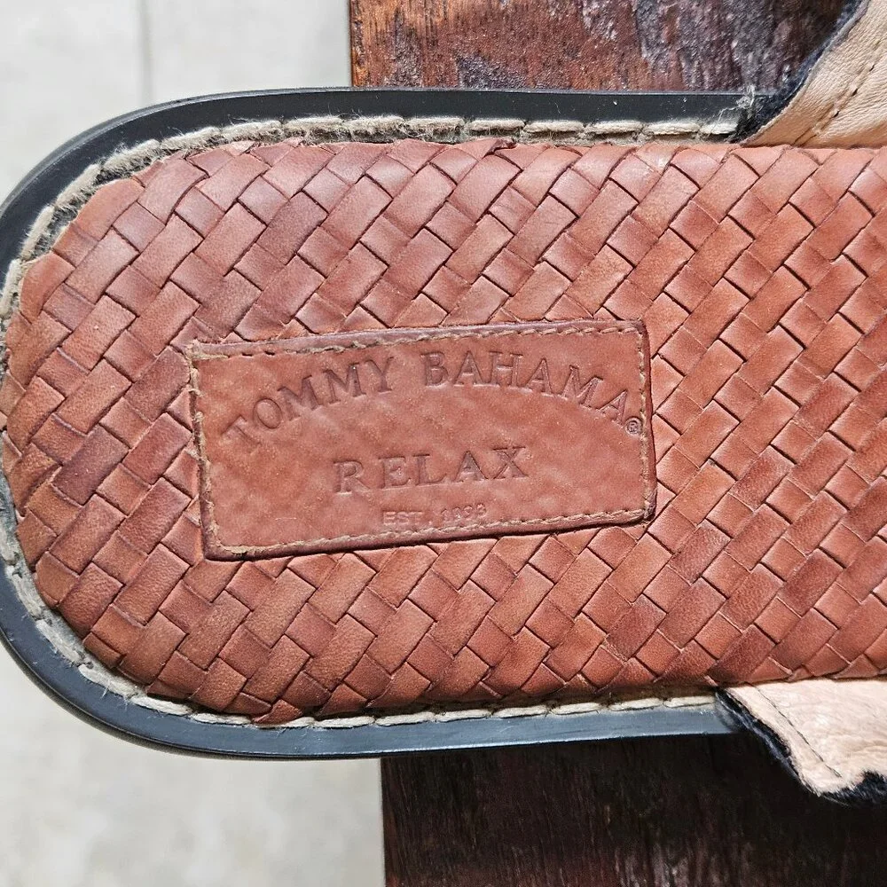 Tommy Bahama Turks Leather Sandals, Black/Brown, Sz 13 - Picture 11 of 13